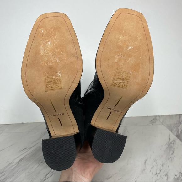 Dolce Vita Fynn Black Suede Crocodile Embossed Leather Heeled Tall Boot 7 1/2 - Picture 14 of 15